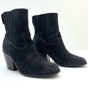 Cole Haan Black Suede Waterproof Western Ankle Booties